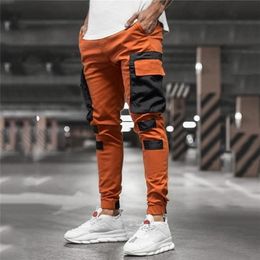 CHRLEISURE Men's Cargo Pants Casual Patchwork Joggers Trousers For Men Korean Fashion Hip Hop Punk Loose Pants Streetwear 201128