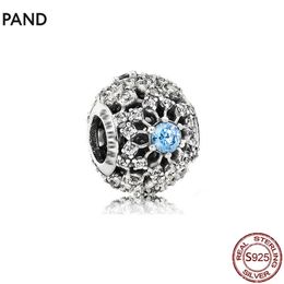 S925 Sterling Silver Beads Classic Blue Ocean Heart Snowflake Series Charm Fit Pandora Bracelet or Necklace Pendants Lady Gift In Stock