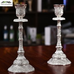 Candle Holder Table Metal stick Plating Geometric Holders 16cm for WeddingDinner Decoration Candelabra GZT077 Y200109