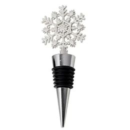 UPS 50PCS Winter Wedding Favours Silver Finished Snowflake Wine Stopper with Simple Package Christmas Party Decoratives Bar Tools