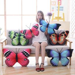 D Lifelike Butterfly Plush Cushion Cuddly Animal Children Toy Pillow Home Decoration Christmas Birthday Gifts J220704