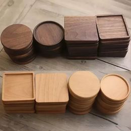 Wooden Coasters Black Walnut Coffee Tea Cup Mats Natural Non Slip Teapot Drink Coasters Home Bar Tools sxm26