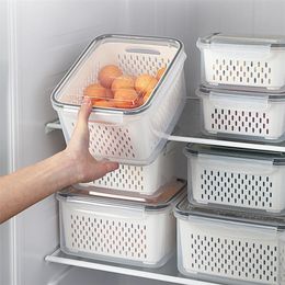 Refrigerator Storage Box Fridge Organizer Fresh Vegetable Fruit Boxes Drain Basket Containers Pantry Kitchen 220809