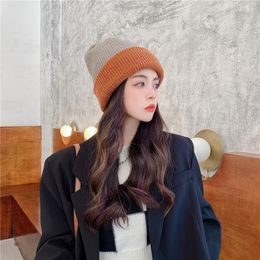 Berets Women Winter Knitted Hats For Skullies Cap Beanie Hat Double Colours Caps Casual Beanies Warmer Bonnet Red HatBerets