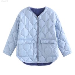 Women's Bomber Coats Blue Coat Plaid Outwear Solid Purple Parkas Ladies Plaid Button Jacket Warm Streetwear Woman Jacket TRF INS L220730