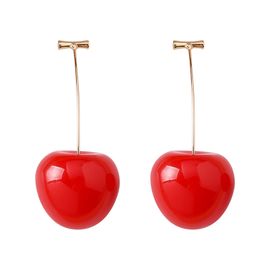 Hyperbole Sweet Cube Cherry Dangle Earrings For Women Cute Fruit Ear Stud Funny Party Jewellery Lovely Studs