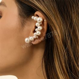 Elegant Imitation Pearl Piercing Crystal Stud Earrings for Women Bridal Wedding Trendy Earrings Ear Jewelry