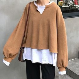 Women's Hoodies & Sweatshirts Women Casual O Neck Sweatshirt All-Match Fashion Pullover 2022 Plus Size Spring Puff Sleeve Korean Tops Haraju