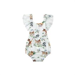 Toddler Infant Newborn Baby Girl Deer Sleeveless Bodysuit Jumpsuit Headband Clothes Outfit 2Pcs Sets GC1352