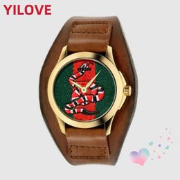 Fashion Famous Brand Watch Men Bee Snake Tiger Pattern Quartz Imported Movement Clock Nylon Fabric Dial Leather Belt Sports Classic Montre De Luxe Gifts Wristwatch