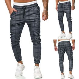 Fashion Men Sweatpants Casual Plaid Pants Mens Streetwear 2022 Spring Autumn Drawstring Joggers Pants Trousers Clothing