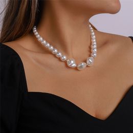 Elegant Baroque Pearl Beaded Clavicle Chain Necklace for Women Wedding Bridal Kpop Sweet Choker Neck Jewelry Party Accessories