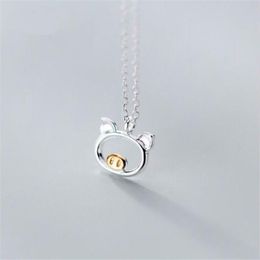 Chains Season Gate Silver Color Chain Lovely Little Pig Personality Necklace For Woman SN058Chains