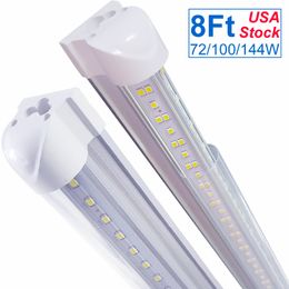 T8 8FT Led Shop Light Fixtures 72W V Shaped Tube Lights Bulbs 8Foot 2.4m Ceiling Lighting Replace Fluorescent Low Profile Linkable Integrated Ceiling Mounted OEMLED