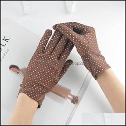 Five Fingers Gloves Mittens Hats Scarves Fashion Accessories Women Summer Spring Thin Dot Anti-Uv Short Driving High Elastic Etiquette Gl