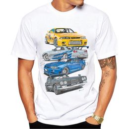 Camisetas masculinas Vintage Fast and Furious Skyline Car Print T-Shirt Fashion Men Manga Curta Funny Boy Casual Tops Hipster Man White Tee Shirt