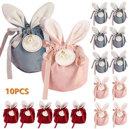 Gift Wrap 10pcs Candy Bag Ear Velvet Box Wedding Souvenir Return Portable Cloth BagGift WrapGift