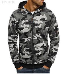 2022 Nieuwe Heren Sweatshirt Casual Camouflage Kapmantel Voor Lente Herfst Mannelijke Streetwear Hoodies Vest Sportkleding MY766 L220730