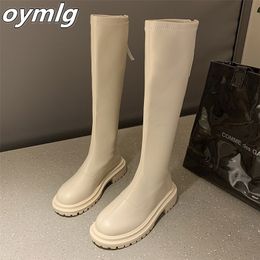 Black Ankle Round Toe Patent Leather Beige Ladies Fashion Winter Long Womens Boots Botas Mujer 220810