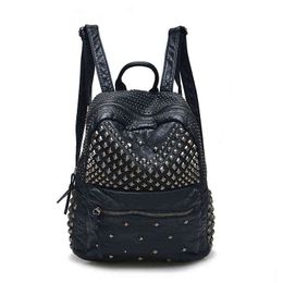 backpack bag HBP Backpack Style New Fashion Women Washed Leather Lady Girl Travel Rivet Student School Hot 220723