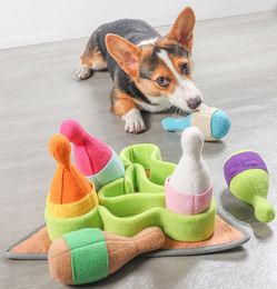 snuffle bowl UK - Creatvie Bowling Design Dog Interactive Toy Snuffle Pad Pet Sniffing Mat Slow Food Bowl Feeding Blanket Chews Toys