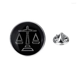 Pins Brooches Libra Scales For Men Round Balance Badges Suit Brooch Collar Decorated Shirt Accessories Brand JewelryPins Kirk22