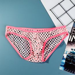 Underpants Mens Transparent Mesh Underwear See Through Panties Man Hollow Out Low-Rise Bulge Pouch Briefs Male Erotic LingerieUnderpants