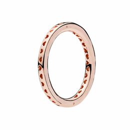 18K Rose gold Women mens Wedding Love hearts Ring with Original box set for Pandora Yellow gold plated RIngs