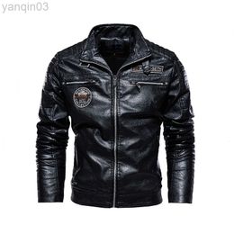 High Quality Fashion 2022 Men Autumn Winter Jackets Pu Jacket Leather Motorcycle Style Male Warm Overcoat L220801