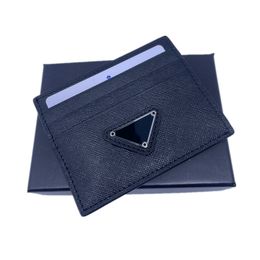 Black Genuine Leather Credit Card Holder Wallet Classic Business Mens ID Cards Case Coin Purse 2023 New Fashion Slim Pocket Bag Pouch 94 s