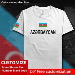 Azerbaijan Azerbaijani Cotton T shirt Custom Jersey Fans DIY Name Number Brand Hip Hop Loose Casual T shirt flag AZE 220616