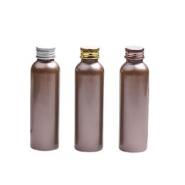 Packing Empty Plastic Bottle Round Shoulder PET Gold Silver Rose Gold Screw Lid With Inner Plug Refillable Portable Cosmetic Packaging Container 120ml