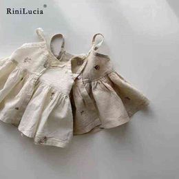 RiniLucia 2022 Brand New Newborn Infant Kids Baby Girls Summer Causal Bodysuits Sleeveless Floral Jumpsuits Outfit G220510