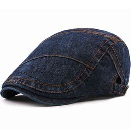 HT1842 New Caps Hats For Men Women Cotton Denim Male Hats Adjustable Berets Unisex Casual Newsboy Flat Caps Men Women beret Caps J220722