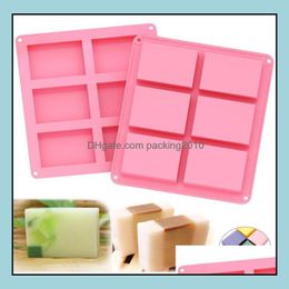 Cake Tools Bakeware Kitchen Dining Bar Home Garden 6 Cavities Handmade Rec Square Sile Soap Mould Chocolate Mo Dh4Db