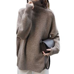 Thick sweater women's wool turtleneck sweater women fall winter short loose plus size pullover lazy knitted top 201222