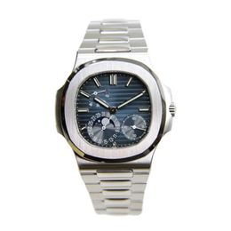 Luxury Mens Automatic Watches Power Reserve Display moon phase Stainless Steel Waterproof Business Mechanical Wristwatch