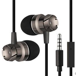worm gears UK - Metal worm gear bass in-ear earphones with mic super bass headset for mobile phone PC laptops PAD2152