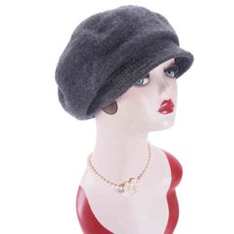 Two Use Way Womens 100 Wool Newsboy Cabbie Cap Hook Slouchy Baggy Hats A530 J220722