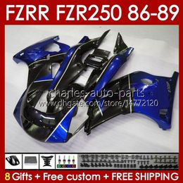 Fairings Kit For YAMAHA FZR250R FZR250 FZR 250 R RR 86 87 88 89 FZR-250 Body 142No.82 FZR250RR 86-89 FZRR FZR 250R 250RR FZR-250R 1986 1987 1988 1989 Bodywork blue glossy