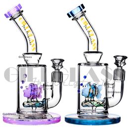 Imported American Colour dab rig Rod straight fab hookahs glass bong recycler 10 inches water pipe honeycomb jet perc oil rigs bubbler & banger