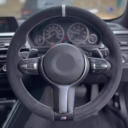 Steering Wheel Covers Black Suede Car Cover For M Sport F30 F31 F34 F10 F11 F07 X1 X2 X3 F25 F32 F33 F36 F48 F39 AccessoriesSteering CoversS