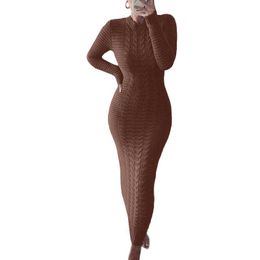 Casual Dresses Chic Knitted Sweater Dress Fashion Jacquard Weave Women Bodycon Woman Party Night Robe Femme Elegant Vestidos Trend 306