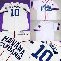 Xflsp #10 DEL PRADO Jersey HAVANA CUBANS BUTTON-DOWN 100% Stitched Custom RETRO BASEBALL JERSEY CUBA Any Name & Number White vintage jersey