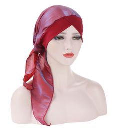 Trendy chiffon printed flowers women inner hijabs cap muslim head scarf turban hat ready to wear ladies wrap under hijab bonnet