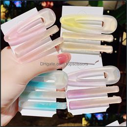 Hair Accessories Tools Products New Women Girls Cute Gradient Colors Geometric Hairpins Sweet Clip Barrette Ornament Fashion Drop Delivery