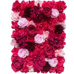 Decorative Flowers & Wreaths Silk Rose Red Artificial Flower Wall Panel Romantic Wedding Backdrop Pographic Background Home DecorDecorative