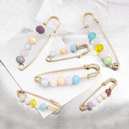 Vintage Big Beads Brooch Pearl Clothing Waistband Safty Pins For Women Lapel Pin Sweater Dress Brooch Badge Buckle Accessories