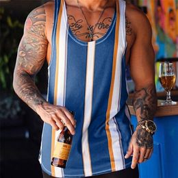 Casual Printed Mens Tank Top Sunmer Fashion Bodybuilding Gym Vest Sleeveless Sportwear Beach Hawaiian Holiday Man Tank 220527