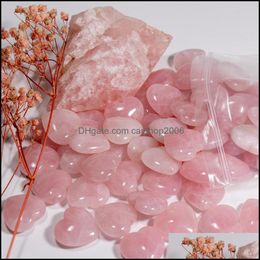 Stone Loose Beads Jewellery Natural Pink Crystal Ornaments Carved 25X10Mm Heart Chakra Reiki Healing Quartz Making Home De Dhsn7
